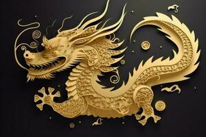 Dragon zodiac sign gold. Generate Ai photo