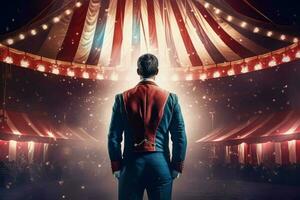 Circus tent arena performer strong man. Generate Ai photo
