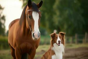 collie perro caballo. generar ai foto