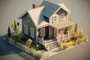 Simple gray house. Generate Ai photo