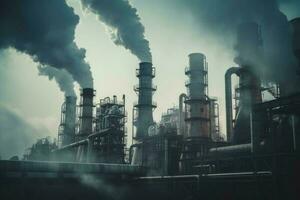 Industry factory pollution. Generate Ai photo