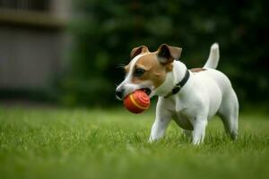 Jack russel play dog. Generate Ai photo