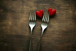 Forks heart valentine. Generate Ai photo