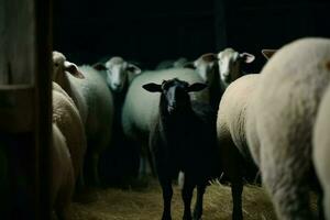 Sheep barn crowd. Generate Ai photo