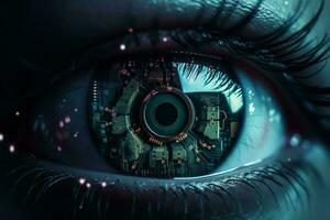 Data technology eye. Generate Ai photo