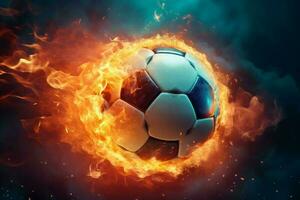 Soccer football flame. Generate Ai photo