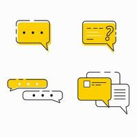 Set Collection of simple yellow color chat boxes in line style vector