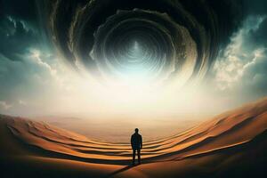 Desierto espiral agujero arte digital. generar ai foto