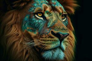 Lion head geometric. Generate Ai photo