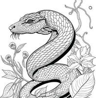 Clean lines doodle design of Cobra snake for adult coloring page for adults vector