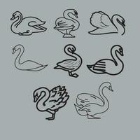 Swan Outline Icon Isolated Line Art Vector Illustration