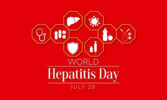 World Hepatitis day is observed every year on July 28, When the liver is inflamed or damaged, its function can be affected and certain medical conditions can cause hepatitis. Vector illustration