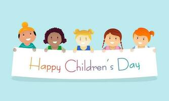 Children's Day is a commemorative date celebrated annually in honor of children, whose date of observance varies by country. Vector illustration