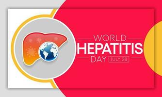 mundo hepatitis día es observado cada año en julio 28, cuando el hígado es enconado o dañado, sus función lata ser afectado y cierto médico condiciones lata porque hepatitis. vector ilustración