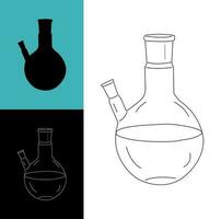 linear icon of a vessel, flasks for laboratory and chemical experiments in different colors for the design of social networks, logos, posters, labels, signs vector