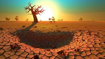 mundo día en contra sequía y sequía 3d dibujos animados 17 junio generativo ai foto