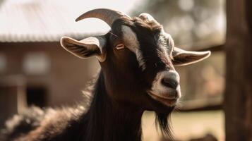 Goat at the farm on a sunny day photo