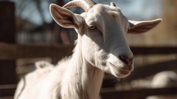 Goat at the farm on a sunny day photo