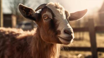 Goat at the farm on a sunny day photo