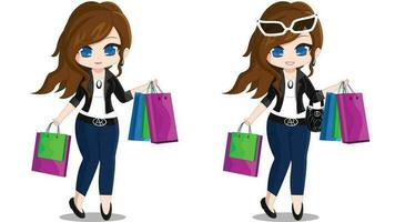 Girl holding shopping bags Illustration vector