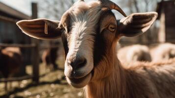 Goat at the farm on a sunny day photo