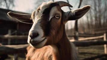 Goat at the farm on a sunny day photo