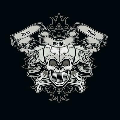 Gothic sign with skull, grunge vintage design t shirts