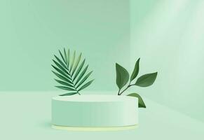 Abstract Green Platform Podium - 3D Cosmetic Product Presentation vector