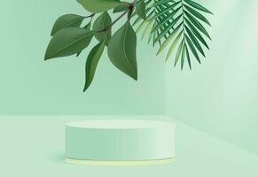 Abstract Green Platform Podium - 3D Cosmetic Product Presentation vector