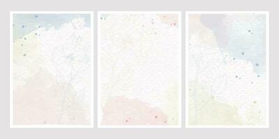 pastel blue and pink line art rose flower bouquet frame on watercolor wet wash spash background vector