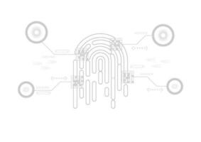 Cyber security and cyber crime concept. Electronic thumb fingerprint on white background. Digital protection. Scanning for protecting data. Hacker protection. vector