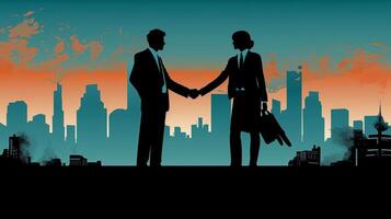 Two business people shaking hands photo