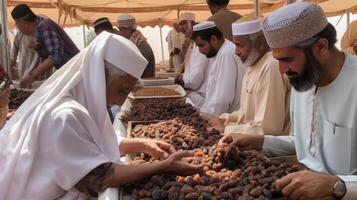 people sharing some dried dates Eid al Adha the Feast of Sacrifice photo