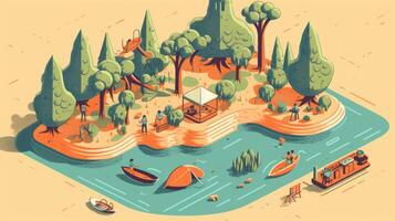 Summer the hottest season summer Illustration Isometric photo