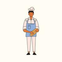 Baker Vector Stock Illustration, Male Baker withBakery  equpments vector