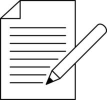 Pencil and paper flat vector icon. Writing a document thin line icon.