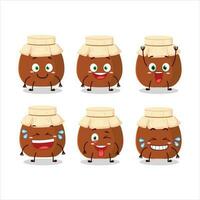 Cartoon character of brown honey jar with smile expression vector