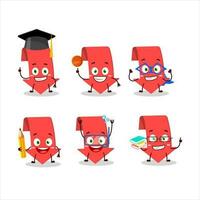 School student of arrow down cartoon character with various expressions vector
