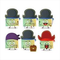 Cartoon character of stimulsus check with various pirates emoticons vector