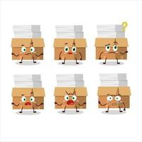 Cartoon character of office boxes with paper with what expression vector