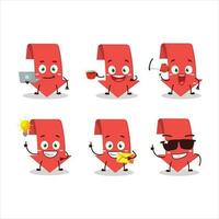 Arrow down cartoon character with various types of business emoticons vector