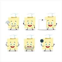 Cartoon character of pale yellow sticky notes with various chef emoticons vector