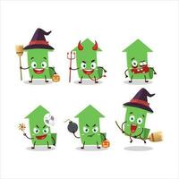 Halloween expression emoticons with cartoon character of arrow up vector