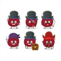 Cartoon character of slice of beet root with various pirates emoticons vector