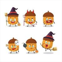 Halloween expression emoticons with cartoon character of walnuts vector