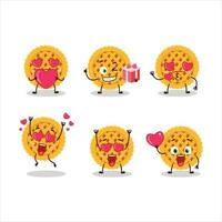 Pumpkin pie cartoon character with love cute emoticon vector