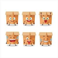 dibujos animados personaje de oficina cajas con sonrisa expresión vector