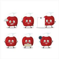 dibujos animados personaje de rojo manzana con varios cocinero emoticones vector