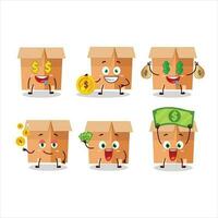 Office boxes cartoon character with cute emoticon bring money vector