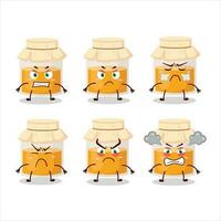 White honey jar cartoon character with various angry expressions vector